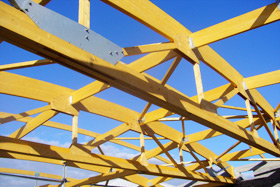 Charpente bois btiment industriel fabrique par Obois